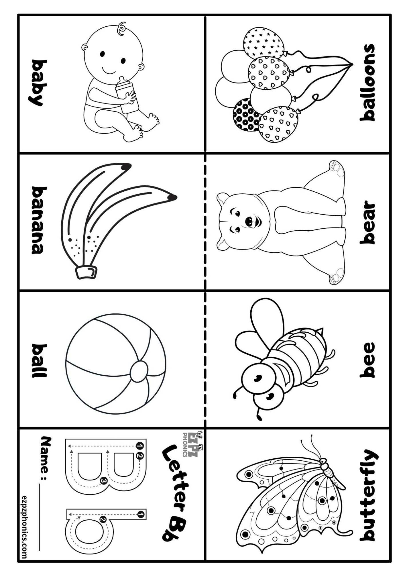 Letter B Mini Coloring Book Free Printable PDF - Ezpzphonics.com